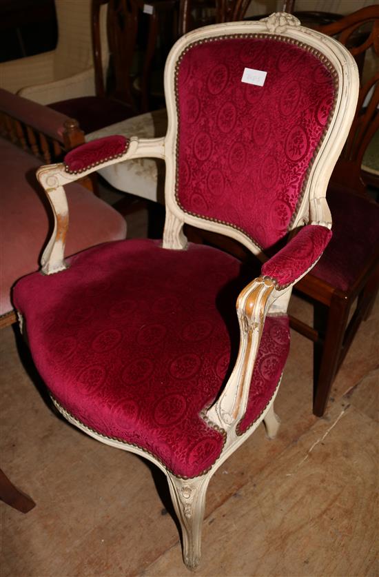Louis XV style white painted armchair
